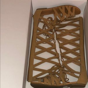 Tan knee length sandals